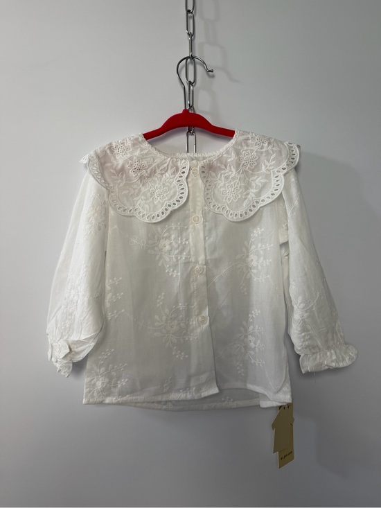 Other - White Eyelet Collar Button-Front Top